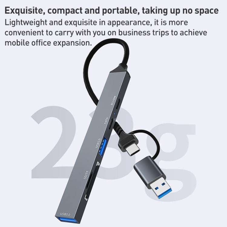 ADS-807D 6 in 1 USB + Tipo C a PD100W + USB 3.0/2.0 + Docking station HUB SD/TF, ADS-807D