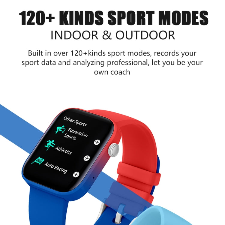 P43 Smart Watch Bluetooth con schermo TFT da 1,8 pollici, supporto per monitoraggio della frequenza cardiaca e oltre 100 modalità sportive