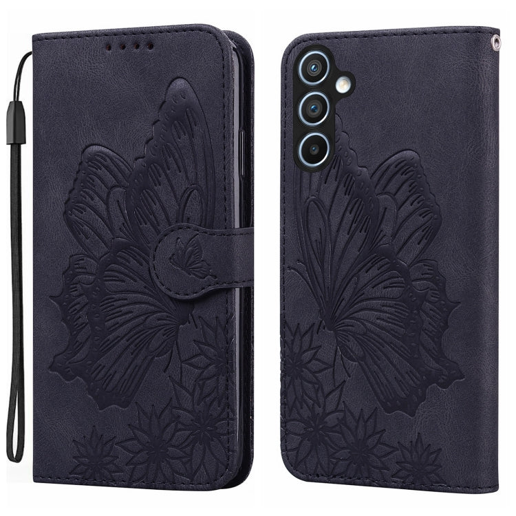 Custodia per telefono in pelle con vibrazione orizzontale in rilievo con farfalle effetto pelle retrò, For Samsung Galaxy A55 5G, For Samsung Galaxy A35 5G