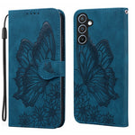 Custodia per telefono in pelle con vibrazione orizzontale in rilievo con farfalle effetto pelle retrò, For Samsung Galaxy A55 5G, For Samsung Galaxy A35 5G