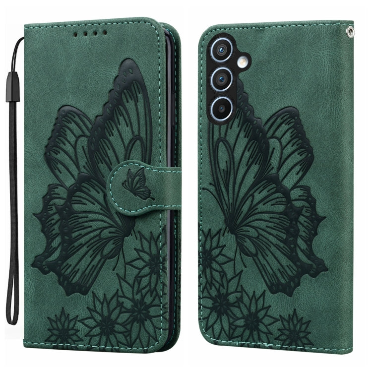 Custodia per telefono in pelle con vibrazione orizzontale in rilievo con farfalle effetto pelle retrò, For Samsung Galaxy A55 5G, For Samsung Galaxy A35 5G