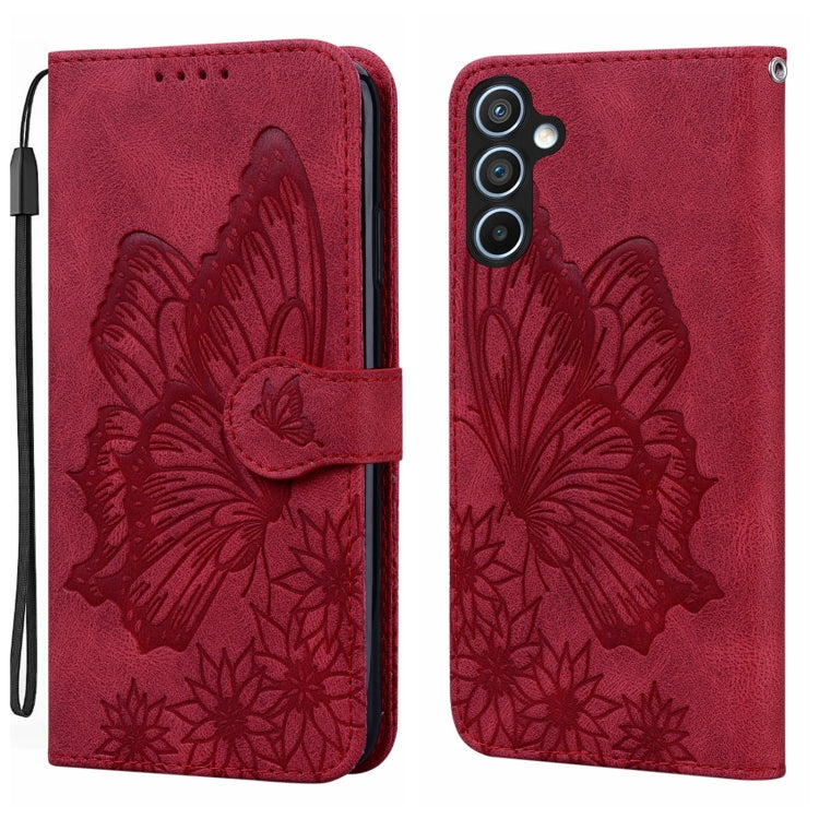 Custodia per telefono in pelle con vibrazione orizzontale in rilievo con farfalle effetto pelle retrò, For Samsung Galaxy A55 5G, For Samsung Galaxy A35 5G