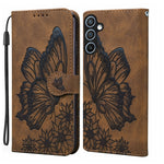 Custodia per telefono in pelle con vibrazione orizzontale in rilievo con farfalle effetto pelle retrò, For Samsung Galaxy A55 5G, For Samsung Galaxy A35 5G