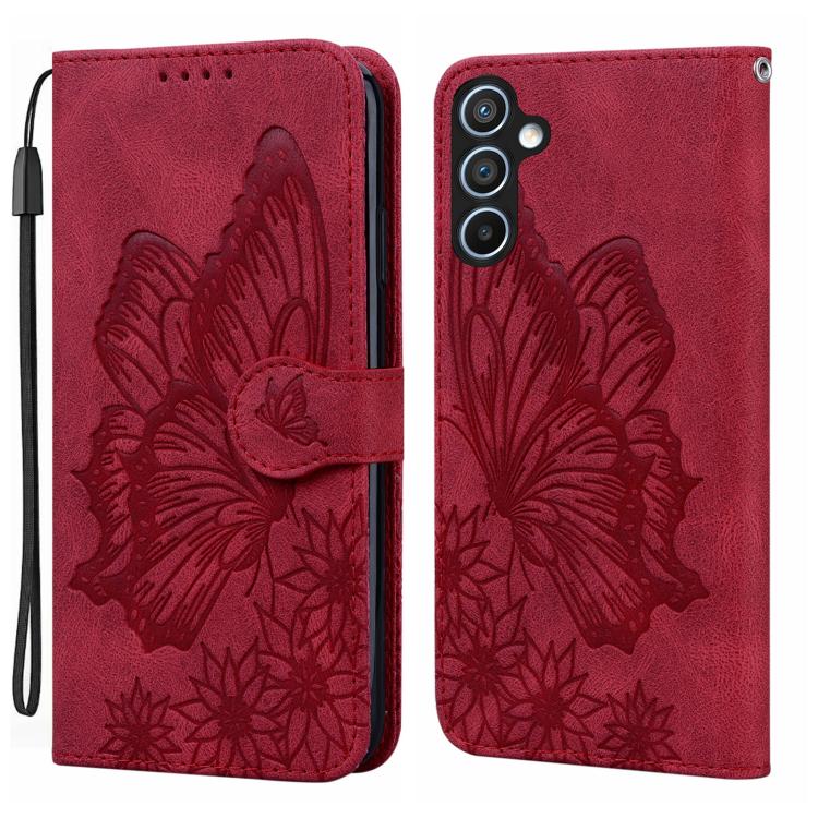Custodia per telefono in pelle con vibrazione orizzontale in rilievo con farfalle effetto pelle retrò, For Samsung Galaxy A17 5G / A26 5G, For Samsung Galaxy A56 5G, For Samsung Galaxy A36 5G, For Samsung Galaxy A16 5G