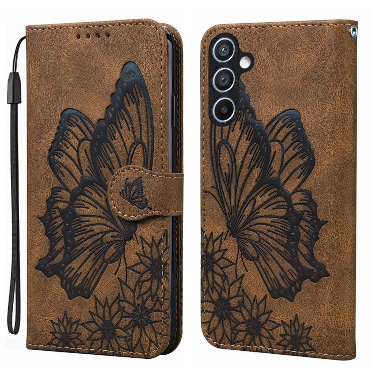 Custodia per telefono in pelle con vibrazione orizzontale in rilievo con farfalle effetto pelle retrò, For Samsung Galaxy A17 5G / A26 5G, For Samsung Galaxy A56 5G, For Samsung Galaxy A36 5G, For Samsung Galaxy A16 5G