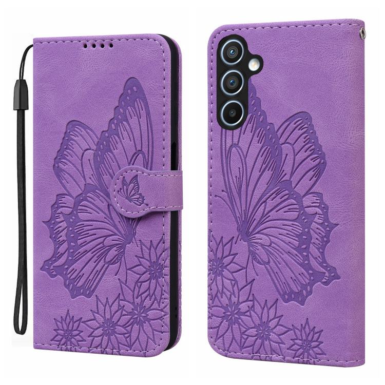 Custodia per telefono in pelle con vibrazione orizzontale in rilievo con farfalle effetto pelle retrò, For Samsung Galaxy A17 5G / A26 5G, For Samsung Galaxy A56 5G, For Samsung Galaxy A36 5G, For Samsung Galaxy A16 5G