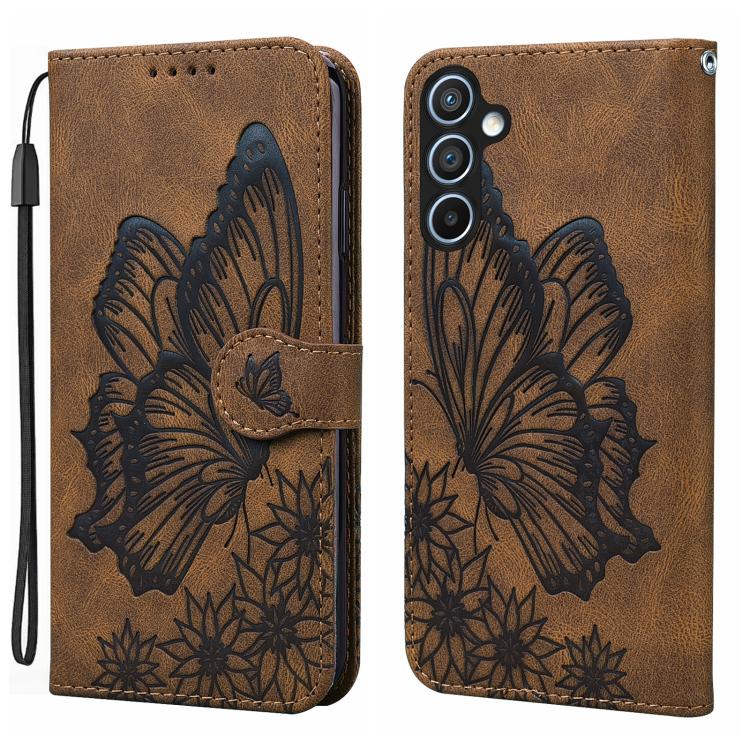 Custodia per telefono in pelle con vibrazione orizzontale in rilievo con farfalle effetto pelle retrò, For Samsung Galaxy A17 5G / A26 5G, For Samsung Galaxy A56 5G, For Samsung Galaxy A36 5G, For Samsung Galaxy A16 5G