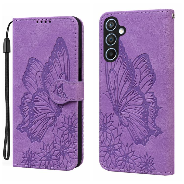 Custodia per telefono in pelle con vibrazione orizzontale in rilievo con farfalle effetto pelle retrò, For Samsung Galaxy A17 5G / A26 5G, For Samsung Galaxy A56 5G, For Samsung Galaxy A36 5G, For Samsung Galaxy A16 5G