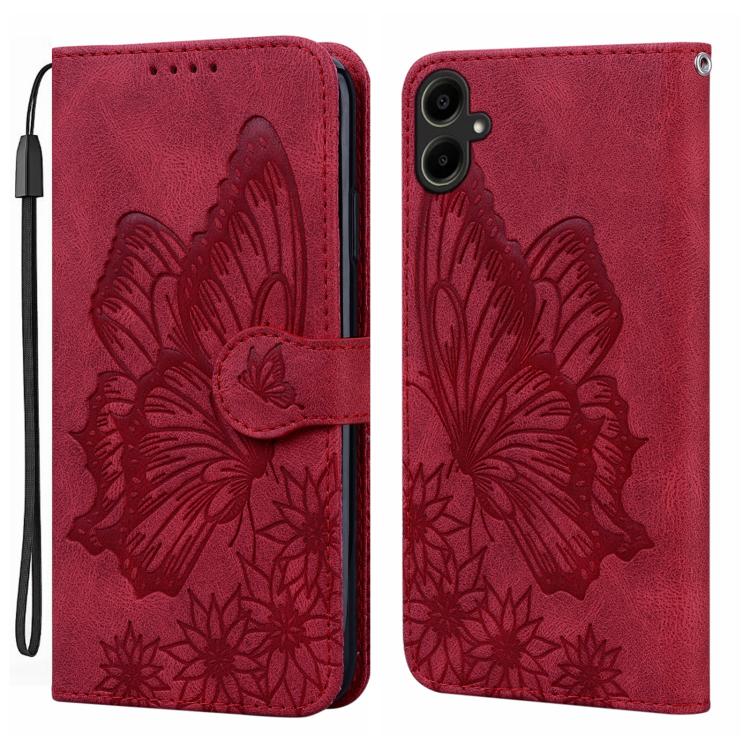 Custodia per telefono in pelle con vibrazione orizzontale in rilievo con farfalle effetto pelle retrò, For Samsung Galaxy A57 5G, For Samsung Galaxy A37 5G, For Galaxy A27 5G, For Samsung Galaxy A07 4G / A06 4G
