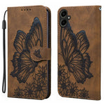 Custodia per telefono in pelle con vibrazione orizzontale in rilievo con farfalle effetto pelle retrò, For Samsung Galaxy A57 5G, For Samsung Galaxy A37 5G, For Galaxy A27 5G, For Samsung Galaxy A07 4G / A06 4G