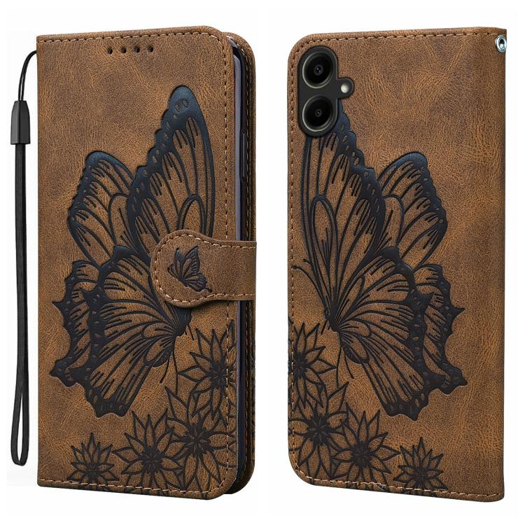 Custodia per telefono in pelle con vibrazione orizzontale in rilievo con farfalle effetto pelle retrò, For Samsung Galaxy A57 5G, For Samsung Galaxy A37 5G, For Galaxy A27 5G, For Samsung Galaxy A07 4G / A06 4G