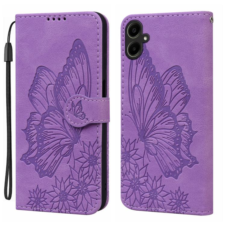 Custodia per telefono in pelle con vibrazione orizzontale in rilievo con farfalle effetto pelle retrò, For Samsung Galaxy A57 5G, For Samsung Galaxy A37 5G, For Galaxy A27 5G, For Samsung Galaxy A07 4G / A06 4G