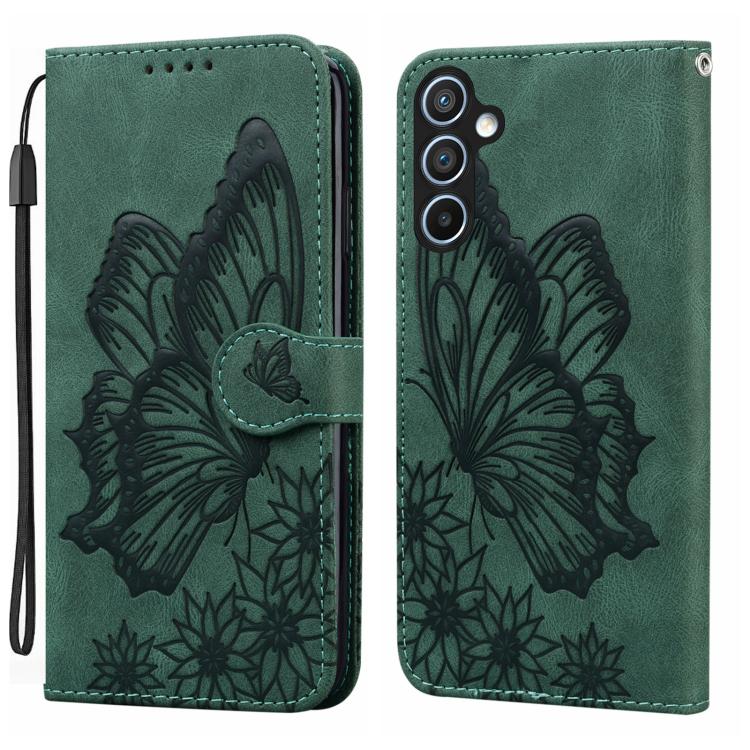 Custodia per telefono in pelle con vibrazione orizzontale in rilievo con farfalle effetto pelle retrò, For Samsung Galaxy A57 5G, For Samsung Galaxy A37 5G, For Galaxy A27 5G, For Samsung Galaxy A07 4G / A06 4G