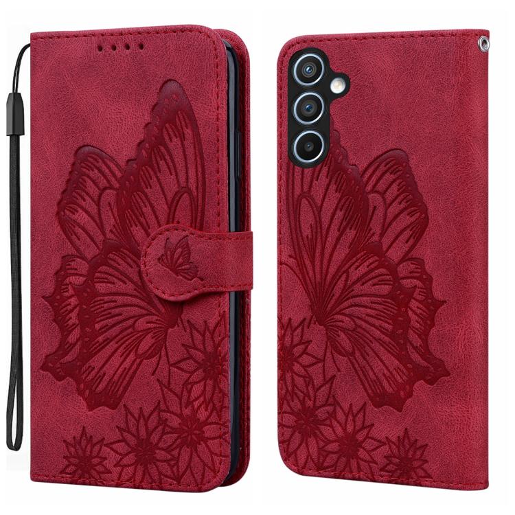 Custodia per telefono in pelle con vibrazione orizzontale in rilievo con farfalle effetto pelle retrò, For Samsung Galaxy A57 5G, For Samsung Galaxy A37 5G, For Galaxy A27 5G, For Samsung Galaxy A07 4G / A06 4G