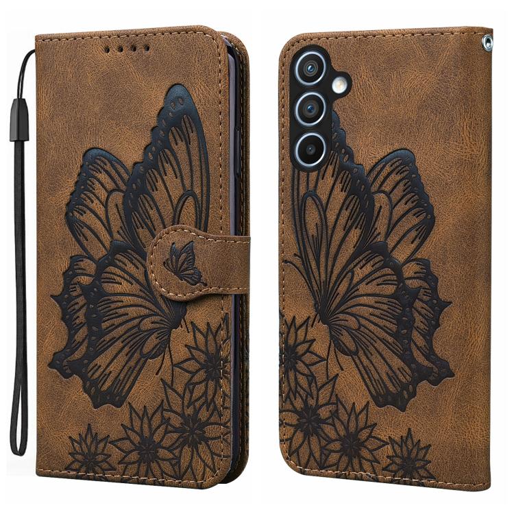 Custodia per telefono in pelle con vibrazione orizzontale in rilievo con farfalle effetto pelle retrò, For Samsung Galaxy A57 5G, For Samsung Galaxy A37 5G, For Galaxy A27 5G, For Samsung Galaxy A07 4G / A06 4G