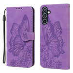 Custodia per telefono in pelle con vibrazione orizzontale in rilievo con farfalle effetto pelle retrò, For Samsung Galaxy A57 5G, For Samsung Galaxy A37 5G, For Galaxy A27 5G, For Samsung Galaxy A07 4G / A06 4G