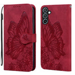 Custodia per telefono in pelle con vibrazione orizzontale in rilievo con farfalle effetto pelle retrò, For Samsung Galaxy A57 5G, For Samsung Galaxy A37 5G, For Galaxy A27 5G, For Samsung Galaxy A07 4G / A06 4G