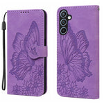 Custodia per telefono in pelle con vibrazione orizzontale in rilievo con farfalle effetto pelle retrò, For Samsung Galaxy A57 5G, For Samsung Galaxy A37 5G, For Galaxy A27 5G, For Samsung Galaxy A07 4G / A06 4G