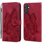 Custodia per telefono in pelle con vibrazione orizzontale in rilievo con farfalle effetto pelle retrò, For Samsung Galaxy A57 5G, For Samsung Galaxy A37 5G, For Galaxy A27 5G, For Samsung Galaxy A07 4G / A06 4G