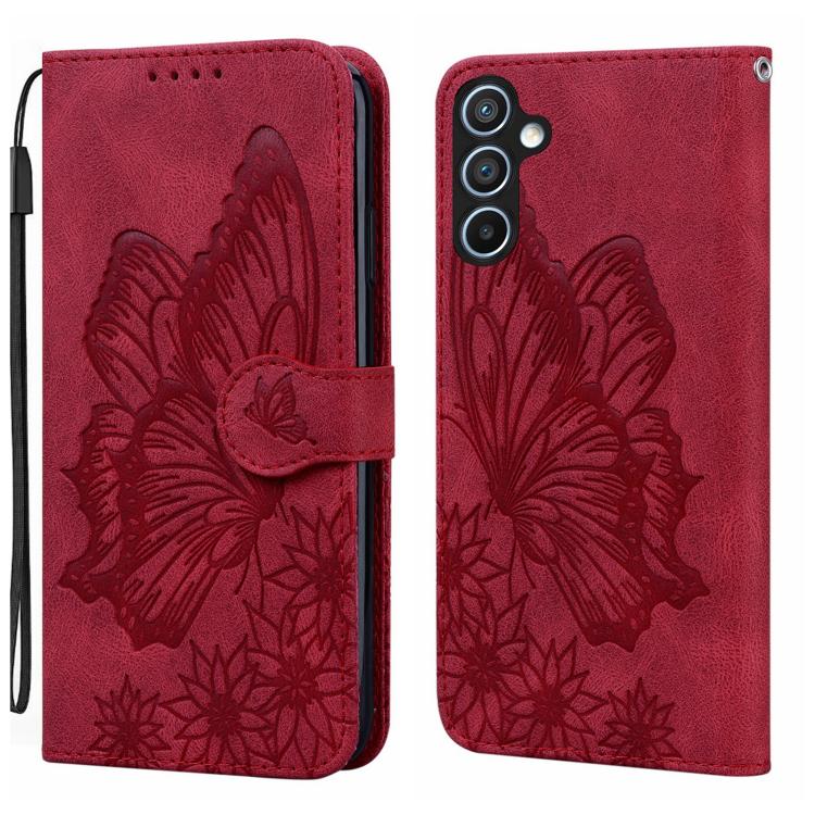 Custodia per telefono in pelle con vibrazione orizzontale in rilievo con farfalle effetto pelle retrò, For Samsung Galaxy A57 5G, For Samsung Galaxy A37 5G, For Galaxy A27 5G, For Samsung Galaxy A07 4G / A06 4G