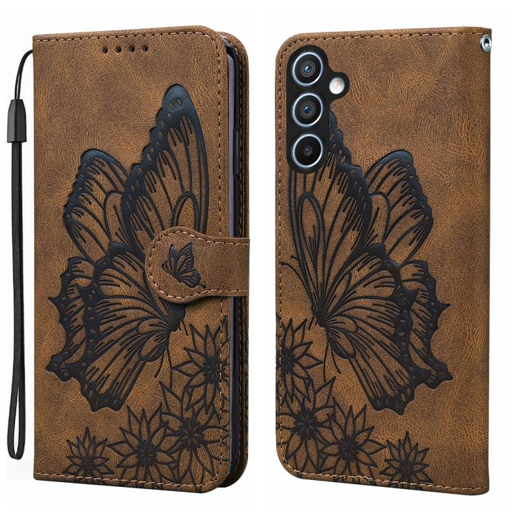 Custodia per telefono in pelle con vibrazione orizzontale in rilievo con farfalle effetto pelle retrò, For Samsung Galaxy A57 5G, For Samsung Galaxy A37 5G, For Galaxy A27 5G, For Samsung Galaxy A07 4G / A06 4G