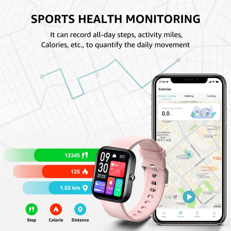 GTS5 Orologio intelligente per la salute fitness da 2,0 pollici, chiamata BT / Frequenza cardiaca / Pressione sanguigna / MET / Glucosio nel sangue
