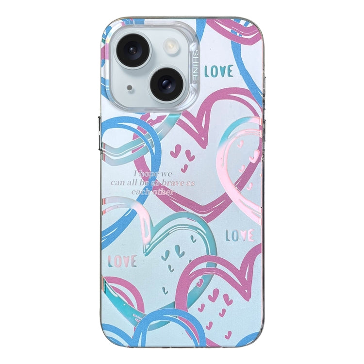 Custodia per telefono in TPU + PC con motivo colorato, For iPhone 15, For iPhone 14