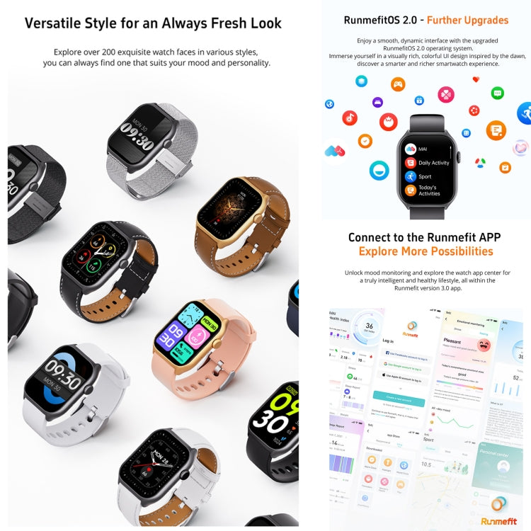 GTS7 2.0 pollici Fitness Health Smart Watch, chiamata BT / frequenza cardiaca / pressione sanguigna / MET