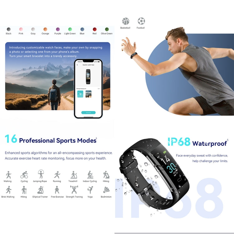 S5-4 Bracciale intelligente IP68 Orologio intelligente con cardiofrequenzimetro sportivo Fitness Tracker