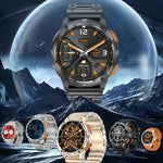 LEMFO AK59 Orologio intelligente con cinturino in acciaio con schermo rotondo AMLOED da 1,43 pollici