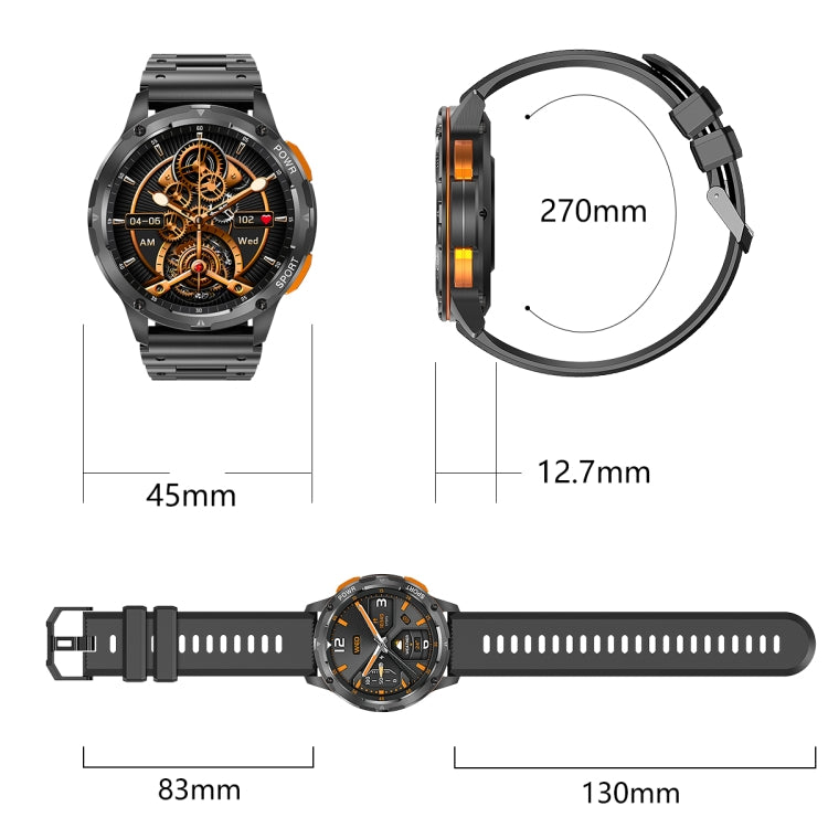 LEMFO AK59 Orologio intelligente con cinturino in acciaio con schermo rotondo AMLOED da 1,43 pollici