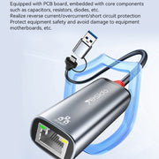 Yesido HB26 Adattatore 2 in 1 da USB+USB-C/Tipo-C a Ethernet