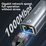 Yesido HB26 Adattatore 2 in 1 da USB+USB-C/Tipo-C a Ethernet