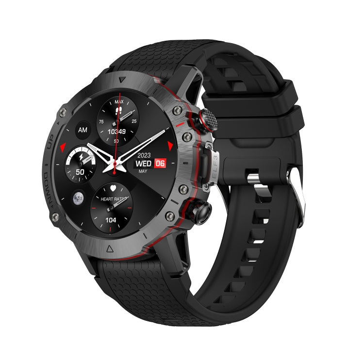 LEMFO ELF3 Orologio intelligente con cinturino in silicone per schermo rotondo TFT da 1,39 pollici Supporta il monitoraggio dell'ossigeno nel sangue