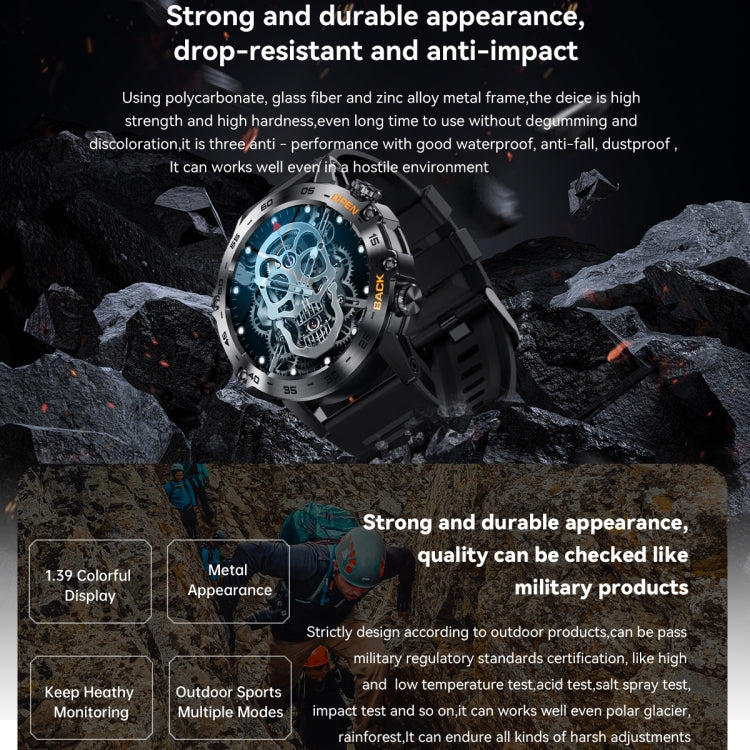 LEMFO K52 Smart Watch con schermo quadrato IPS da 1,39 pollici supporta le chiamate Bluetooth
