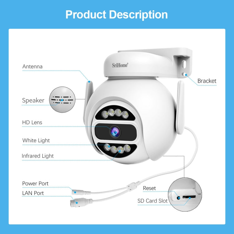 Telecamera WiFi HD 4MP con rilevamento movimento e visione nottur