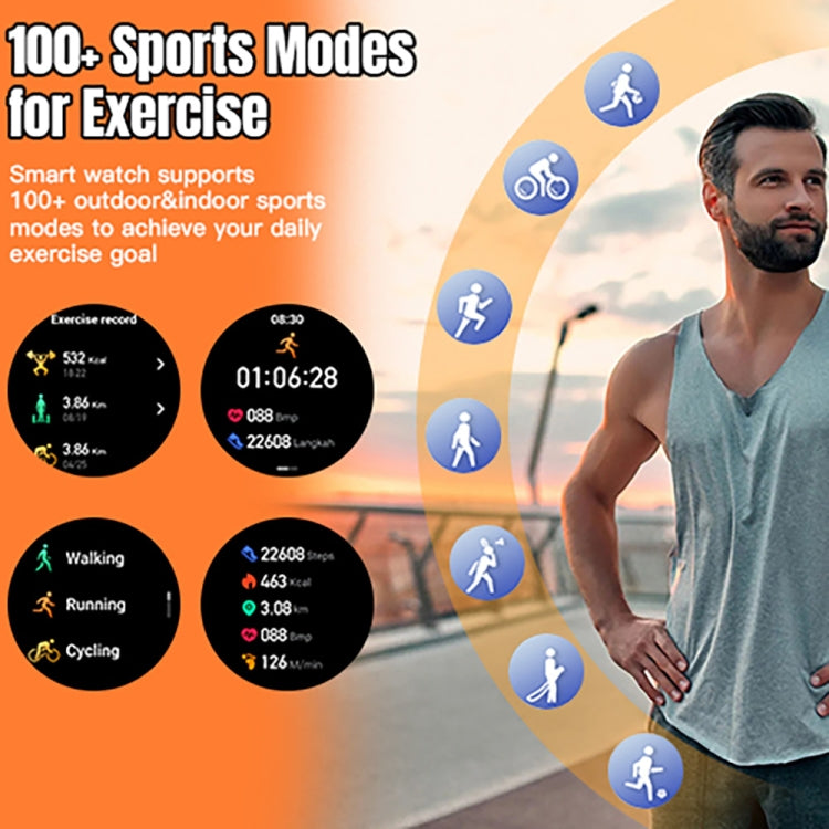 LEMFO LF35 Smart Watch con cinturino in silicone con schermo rotondo AMOLED da 1,43 pollici supporta il rilevamento dell'ossigeno nel sangue