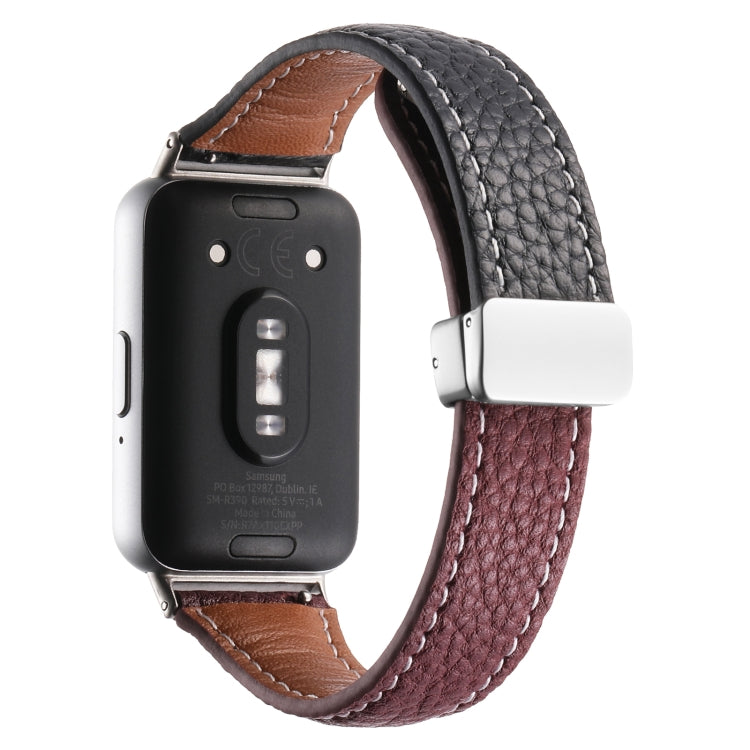 Cinturino per orologio sottile in pelle con fibbia magnetica texture Litchi, For Samsung Galaxy Fit 3