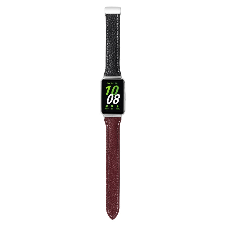 Cinturino per orologio sottile in pelle con fibbia magnetica texture Litchi, For Samsung Galaxy Fit 3