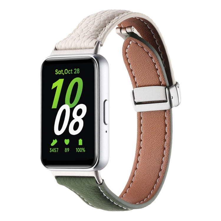 Cinturino per orologio sottile in pelle con fibbia magnetica texture Litchi, For Samsung Galaxy Fit 3