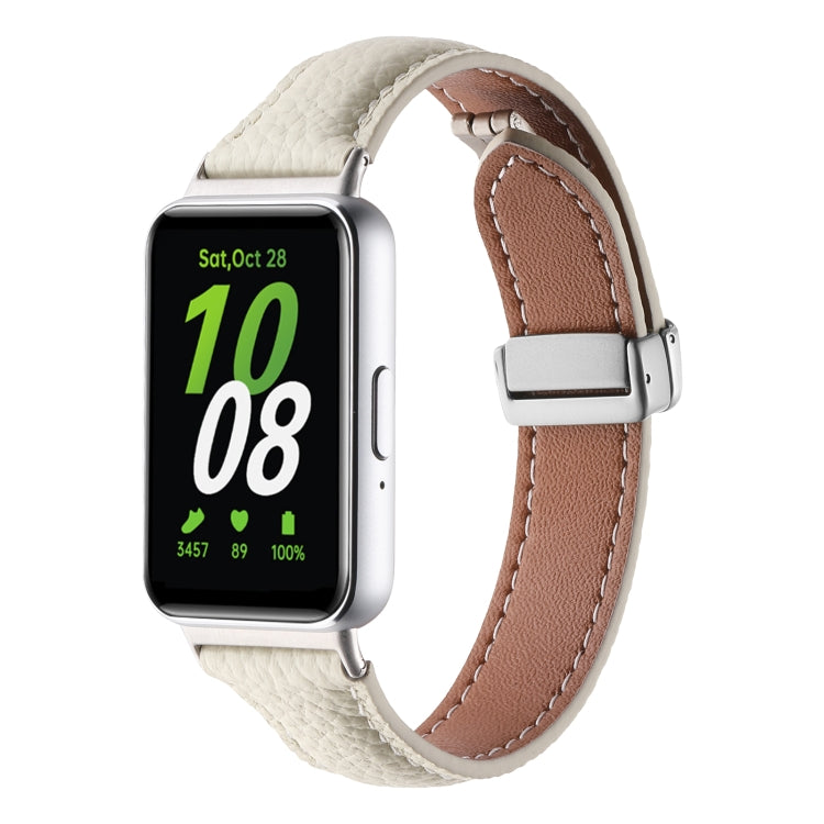 Cinturino per orologio sottile in pelle con fibbia magnetica texture Litchi, For Samsung Galaxy Fit 3