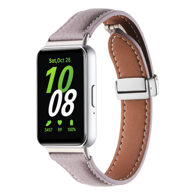 Cinturino per orologio sottile in pelle con fibbia magnetica texture Litchi, For Samsung Galaxy Fit 3