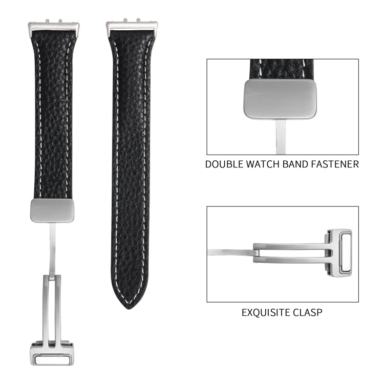 Cinturino per orologio sottile in pelle con fibbia magnetica texture Litchi, For Samsung Galaxy Fit 3