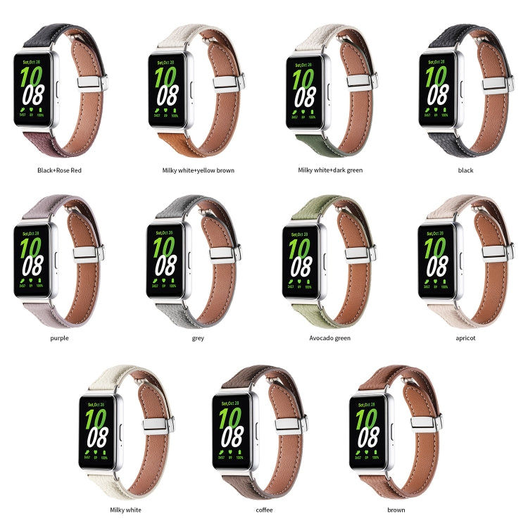 Cinturino per orologio sottile in pelle con fibbia magnetica texture Litchi, For Samsung Galaxy Fit 3
