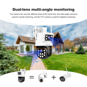SriHome SH048 Telecamera IP a doppio obiettivo per visione notturna intelligente con tracciamento umanoide da 2 MP + 2 MP, SH048
