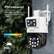SriHome SH048 Telecamera IP a doppio obiettivo per visione notturna intelligente con tracciamento umanoide da 2 MP + 2 MP, SH048