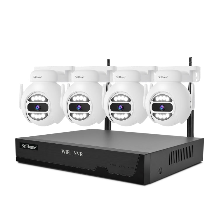 SriHome NVS001E-IPC047 Set videoregistratore di rete WiFi Ultra HD a 4 canali, US Plug, UK Plug, EU Plug, AU Plug