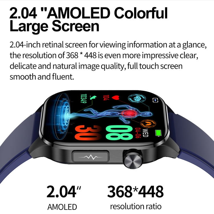ET580 Schermo AMOLED da 2,04 pollici Sport Smart Watch Supporto chiamata Bluetooth / Funzione ECG