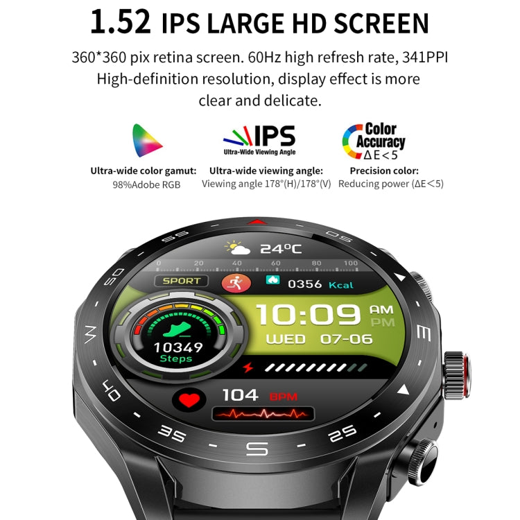 LEMFO T95 Schermo IPS da 1,52 pollici 2 in 1 Auricolare Bluetooth Smart Watch Supporta il monitoraggio della salute