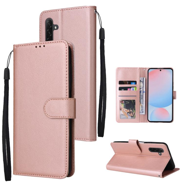 Custodia per cellulare multifunzionale in pelle con 3 slot per schede, For Galaxy A26 5G / A18 / A17, For Galaxy A57 5G, For Galaxy A37 5G, For Galaxy A56 5G